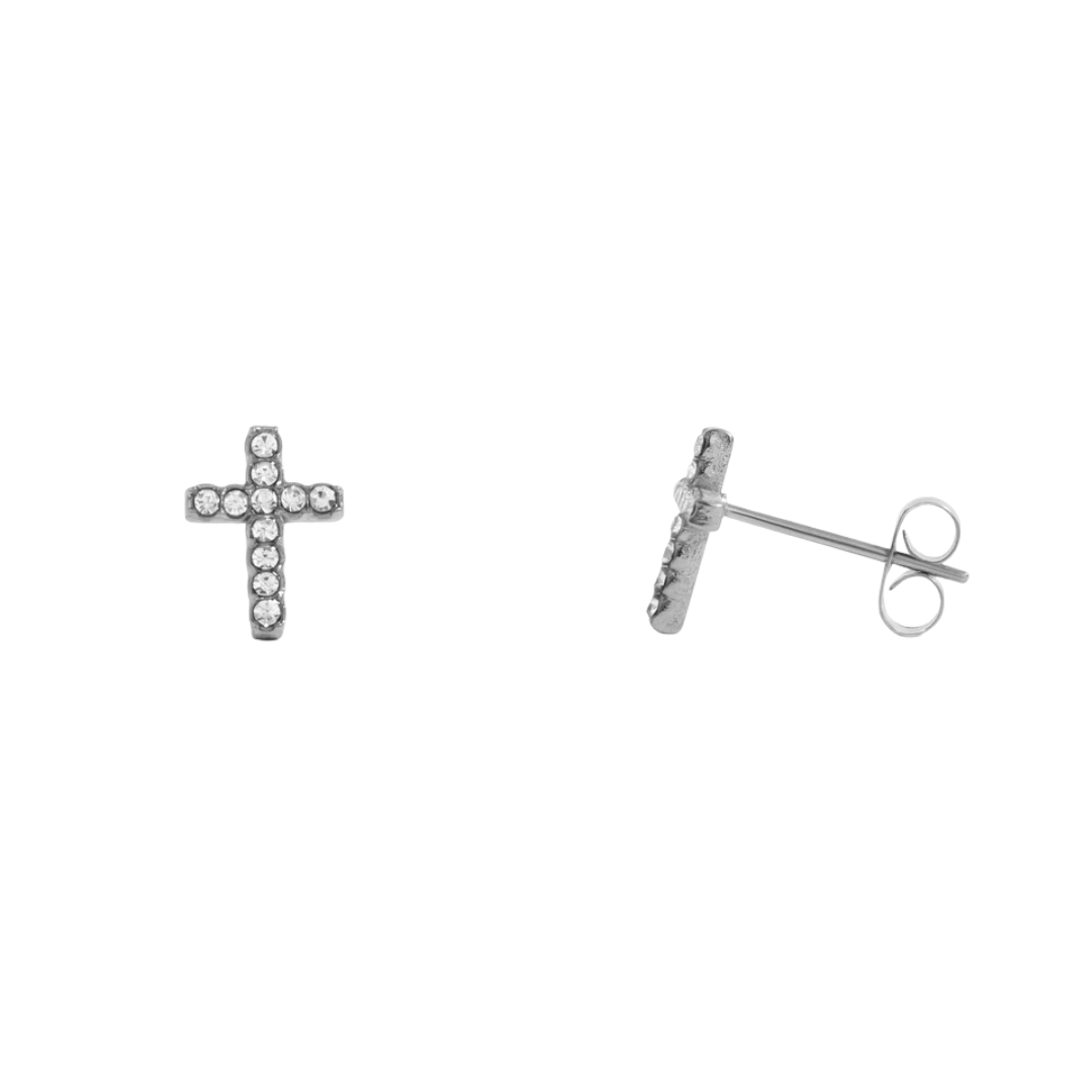 Stone Cross Earrings