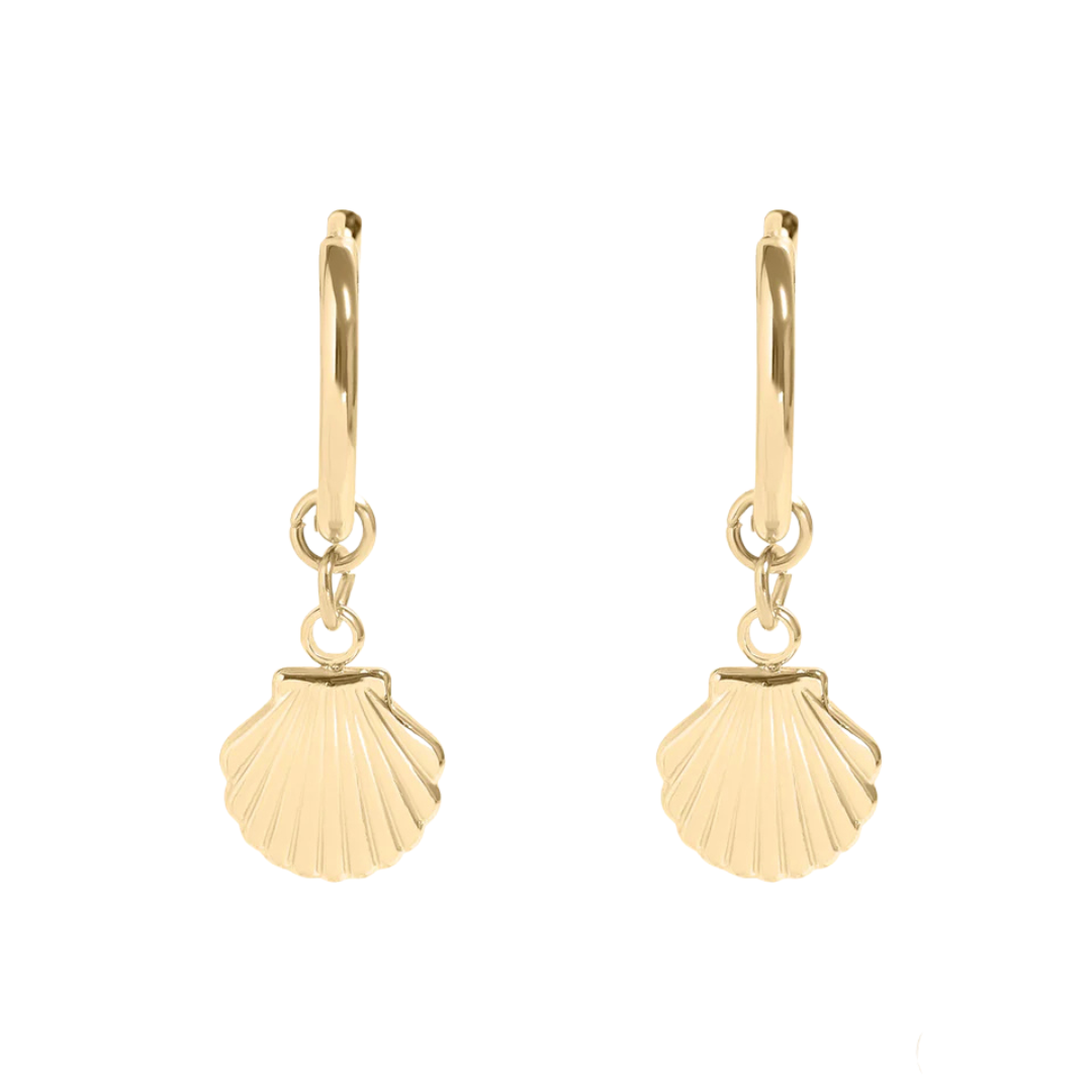 Shell Pendant Huggie Earrings