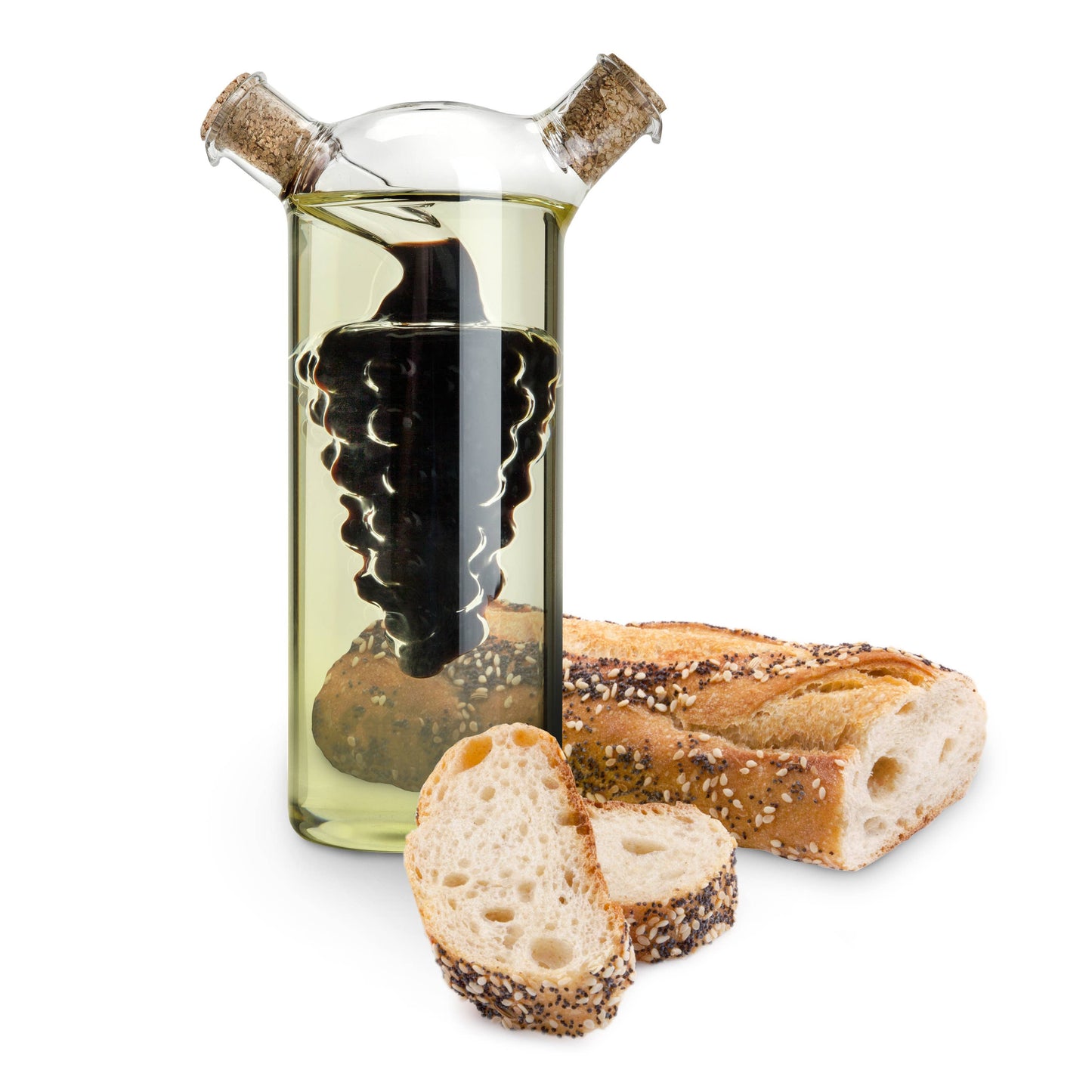 2-in-1 Glass Oil & Vinegar Cruet Bottle w/ Cork Stoppers