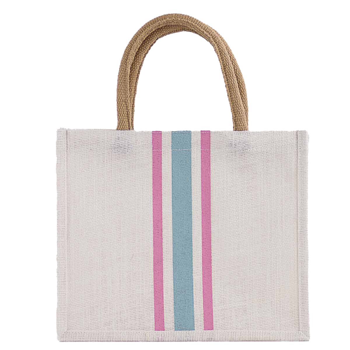 Stripe Gift Tote White/Orchid/Blue 12x10x8