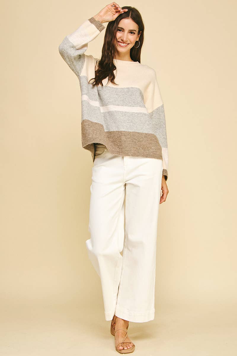 COLORBLOCK SOFT YARN SWEATER - 6296W