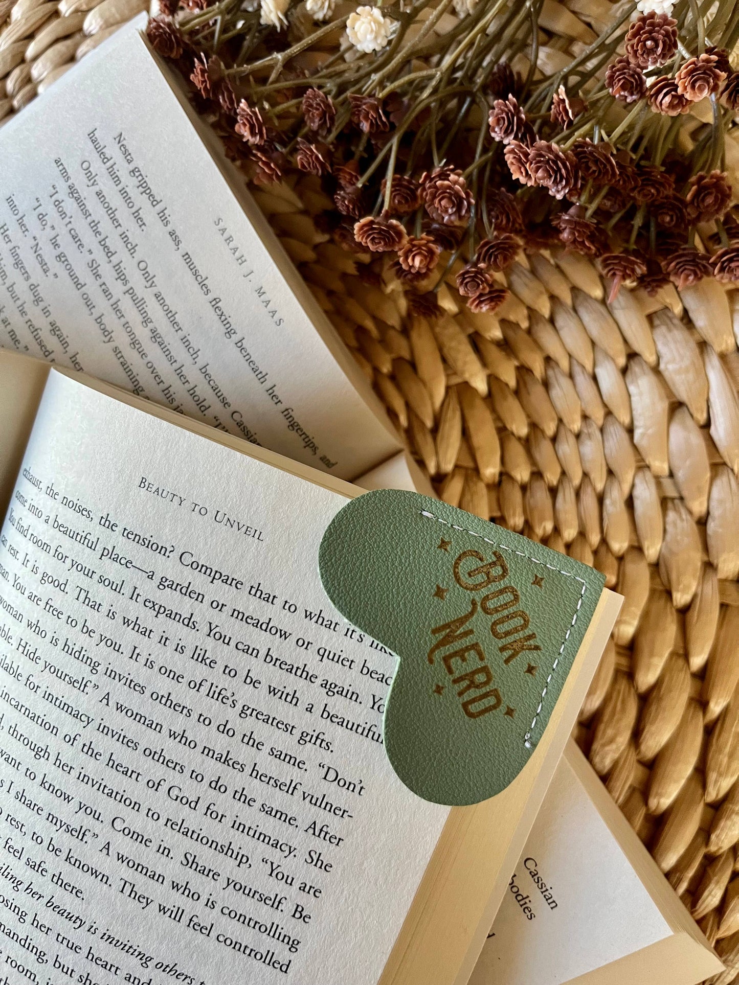 Book Nerd Funny bookworm Leather Heart Bookmark Ear