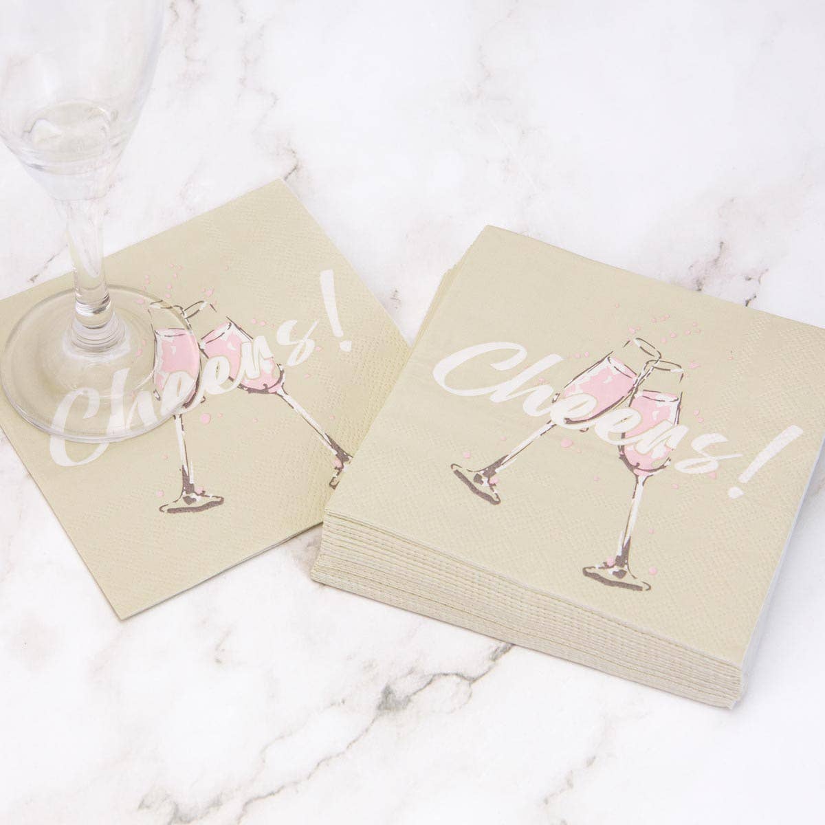Cheers Cocktail Napkins Shell/White/Light Pink 5"