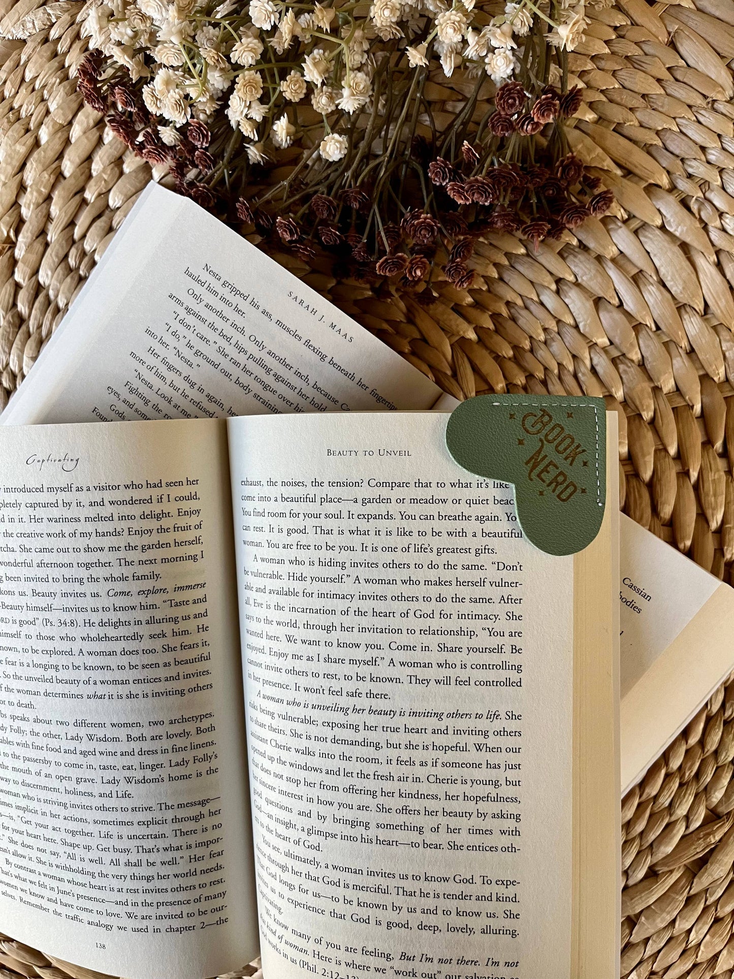 Book Nerd Funny bookworm Leather Heart Bookmark Ear