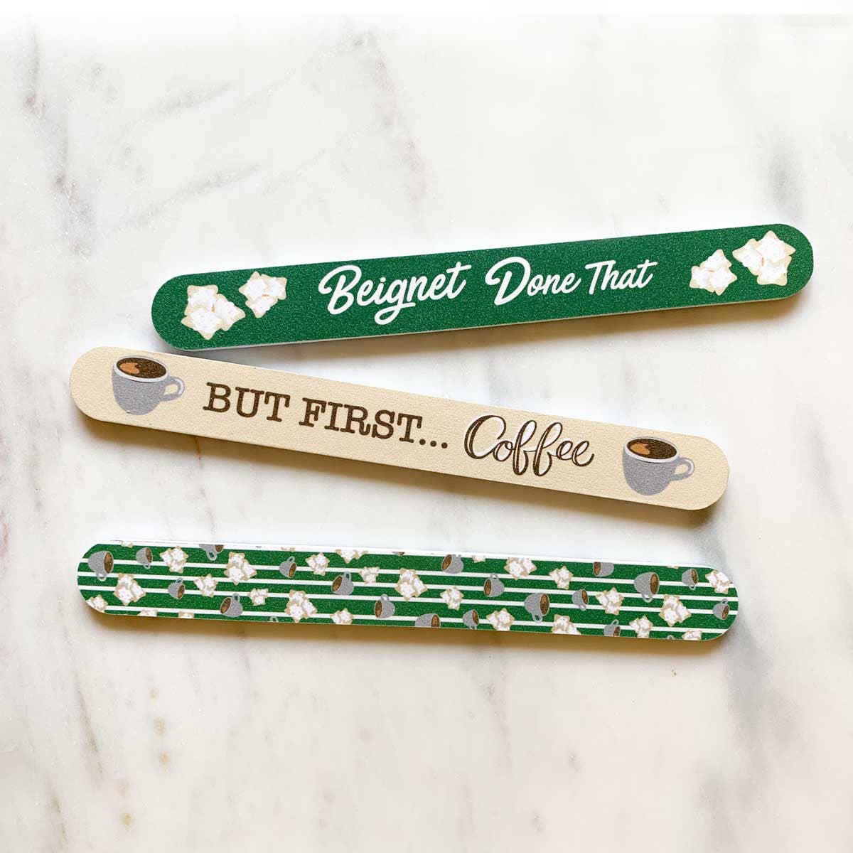 Coffee Break Nail Files Green/White 0.75x7 Set of 3