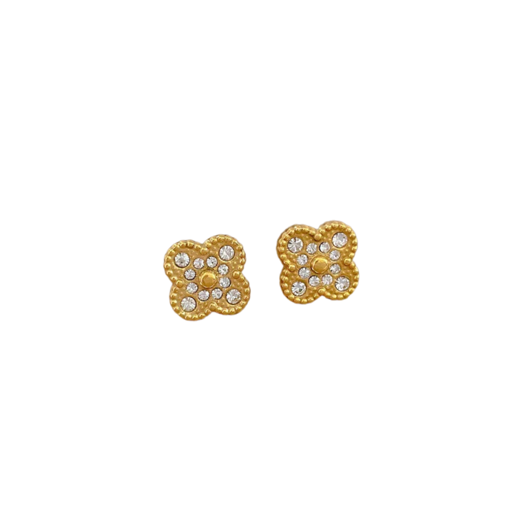 CZ Clover Stud Earrings