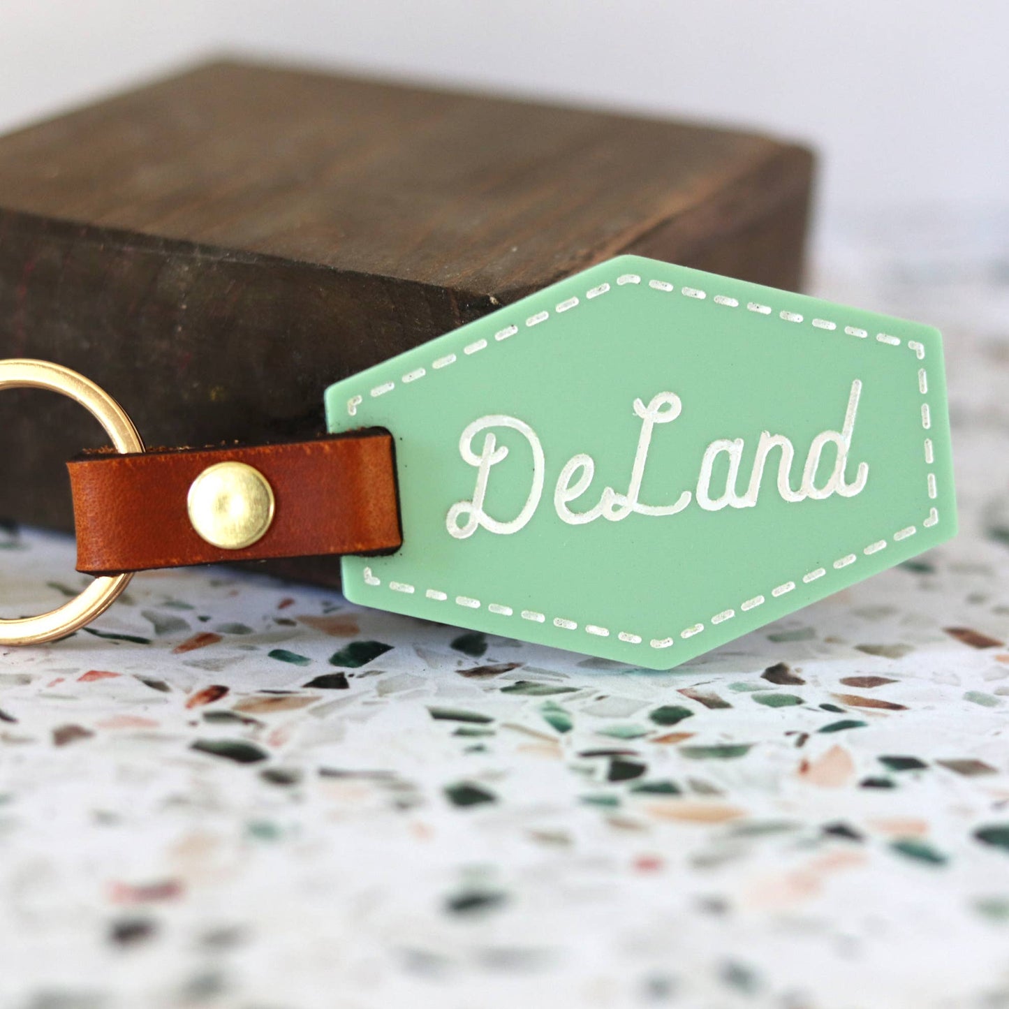 Custom Acrylic City Keychain - Cursive Font
