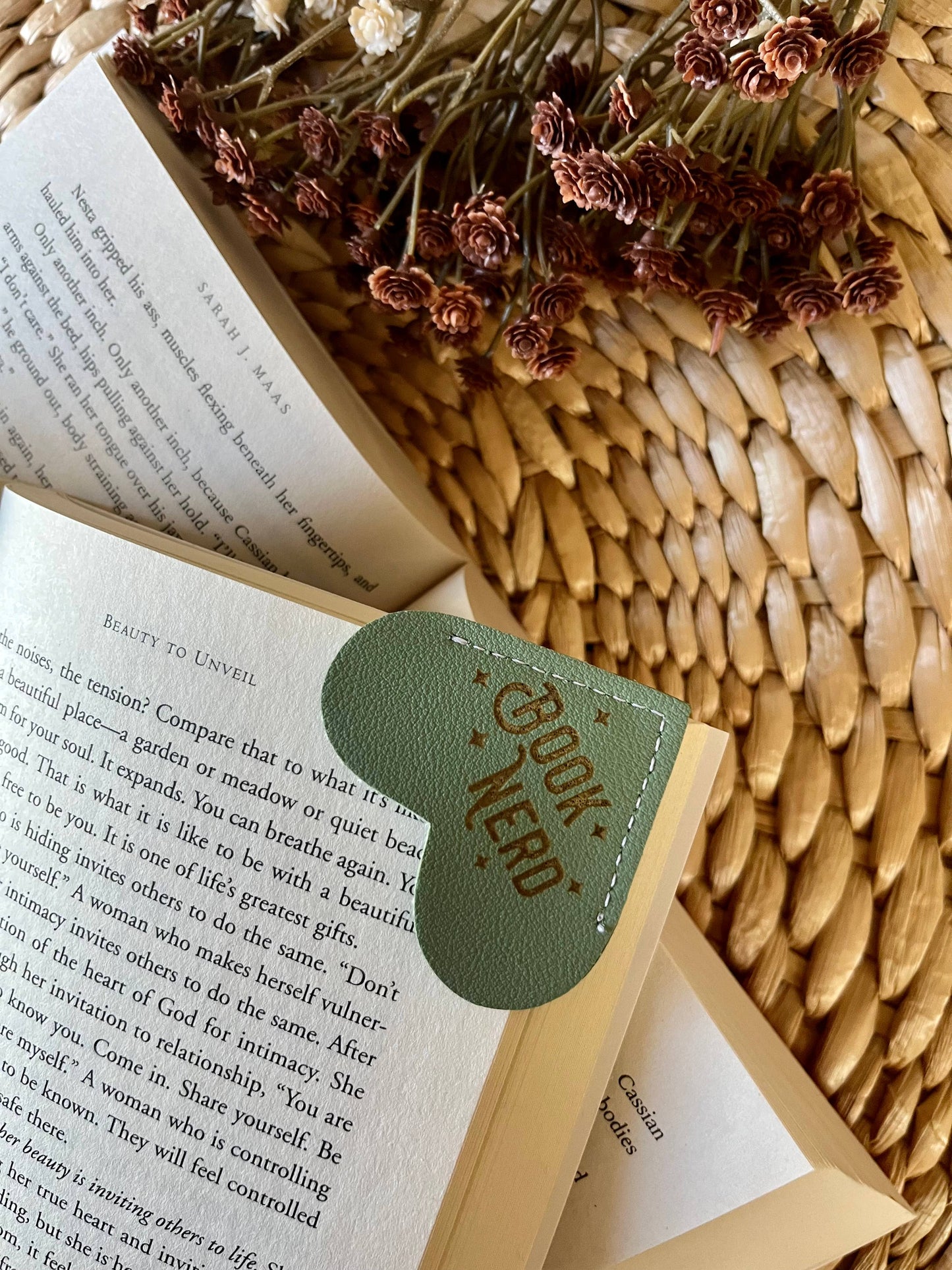 Book Nerd Funny bookworm Leather Heart Bookmark Ear