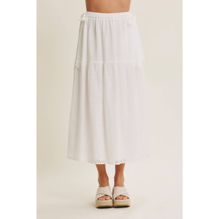 EYELET BUBBLE TOP AND MIDI SKIRT SET