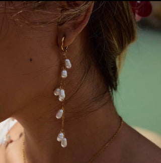 The sea drop hoop earring tassel PVD