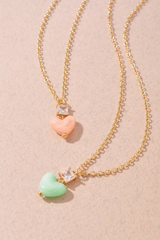 HEART STONE PENDANT NECKLACE