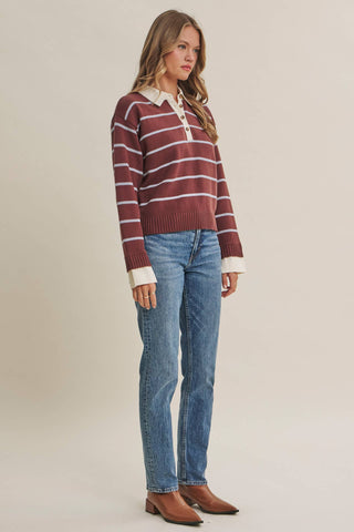 MODERN HERITAGE STRIPE HENLEY SWEATER