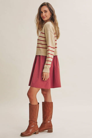 SEASIDE BRUNCH STRIPED POLO MINI DRESS