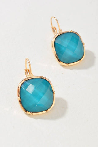 COLOR STONE OVAL DANGLE EARRINGS