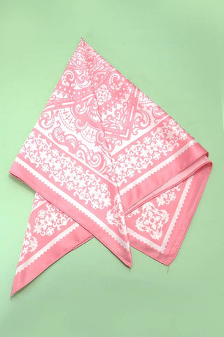 PAISLEY PINK SILKY FEEL BANDANA SCARF