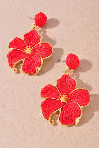 Woven Raffia Floral Statement Earrings