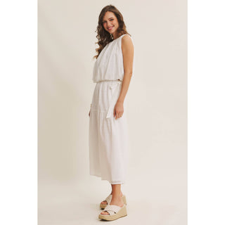 EYELET BUBBLE TOP AND MIDI SKIRT SET
