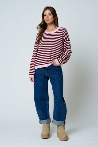 Candace Stripe Button Back