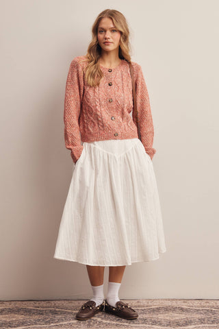 Sage Lily Textured Midi Skirt
