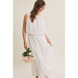 EYELET BUBBLE TOP AND MIDI SKIRT SET