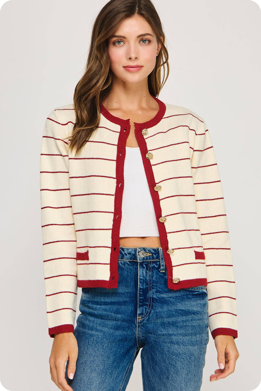 Stripe Sweater Cardigan