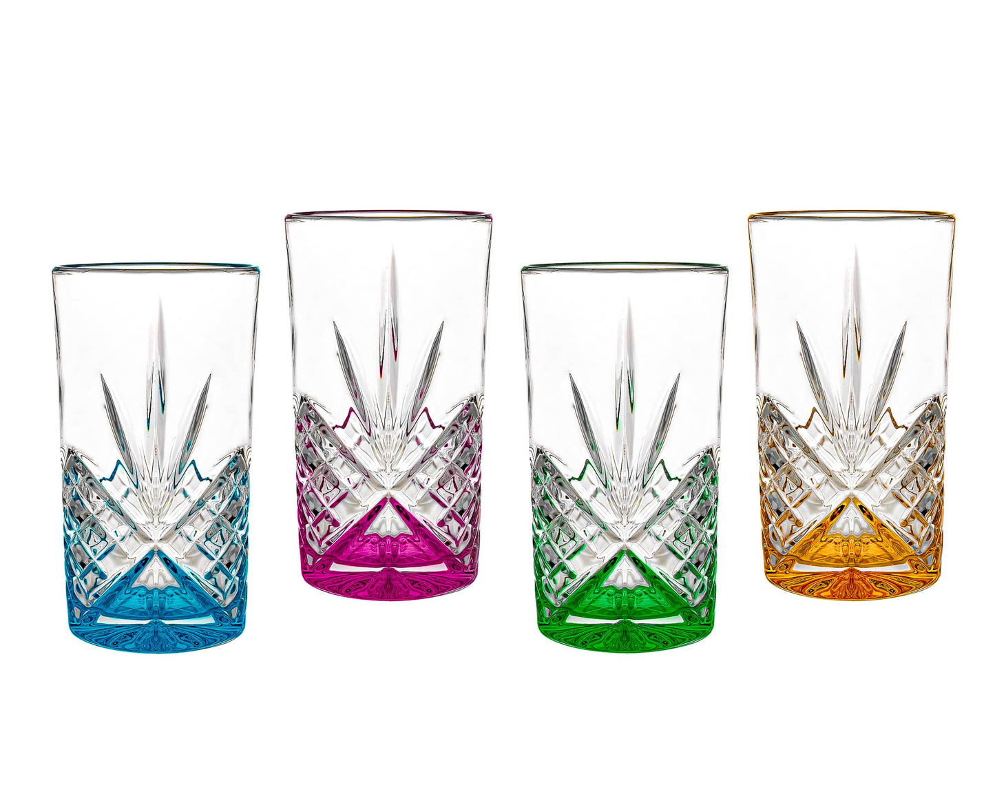 Dublin Crystal Highball Rainbow, Set of 4