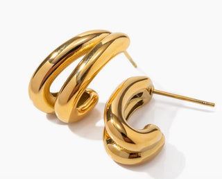Flow- Double Hoop Earring- Steel Waterproof