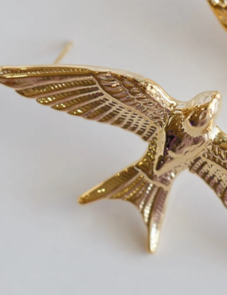 Take Flight- Swallow 14K gold Stud Earring  Stainless steel