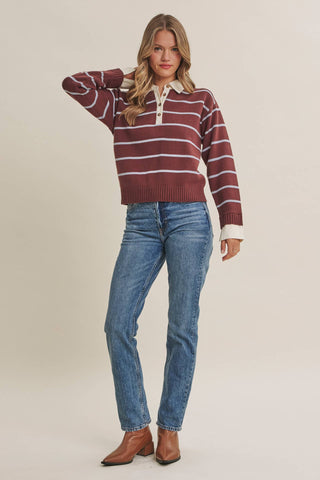 MODERN HERITAGE STRIPE HENLEY SWEATER