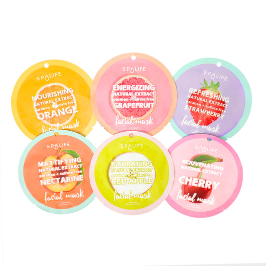 SpaLife Fruit Facial Sheet Masks 12 Pack - Skincare Set