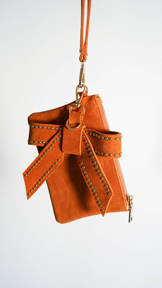 Suede Wristlet with Removable Bow Charm | 2-Piece Gift Set