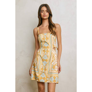 Conversational Scarf Cutout Mini Dress