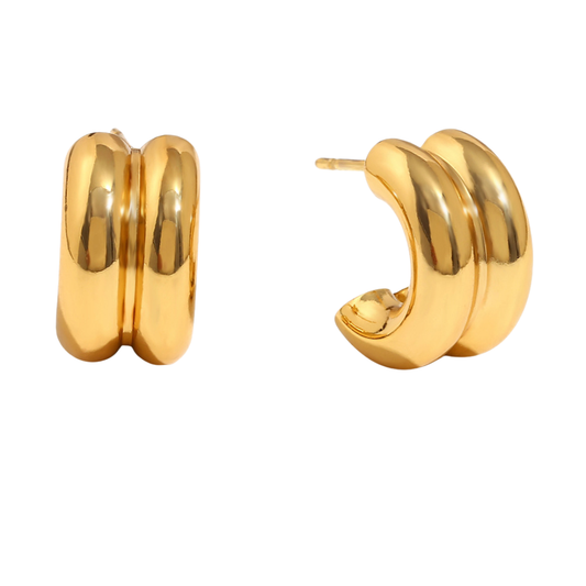 Double Hoop Stud Huggie Earring