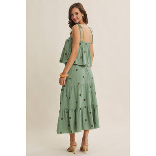 Sunset Field Embroidered Midi Skirt