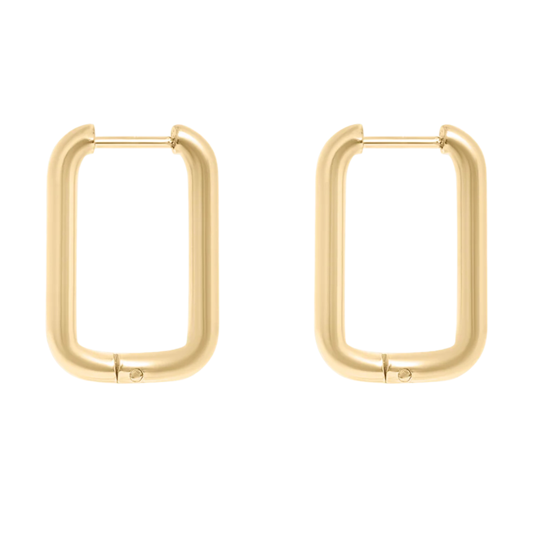 Rounded Rectangle Huggie Earrings