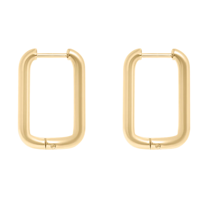Rounded Rectangle Huggie Earrings