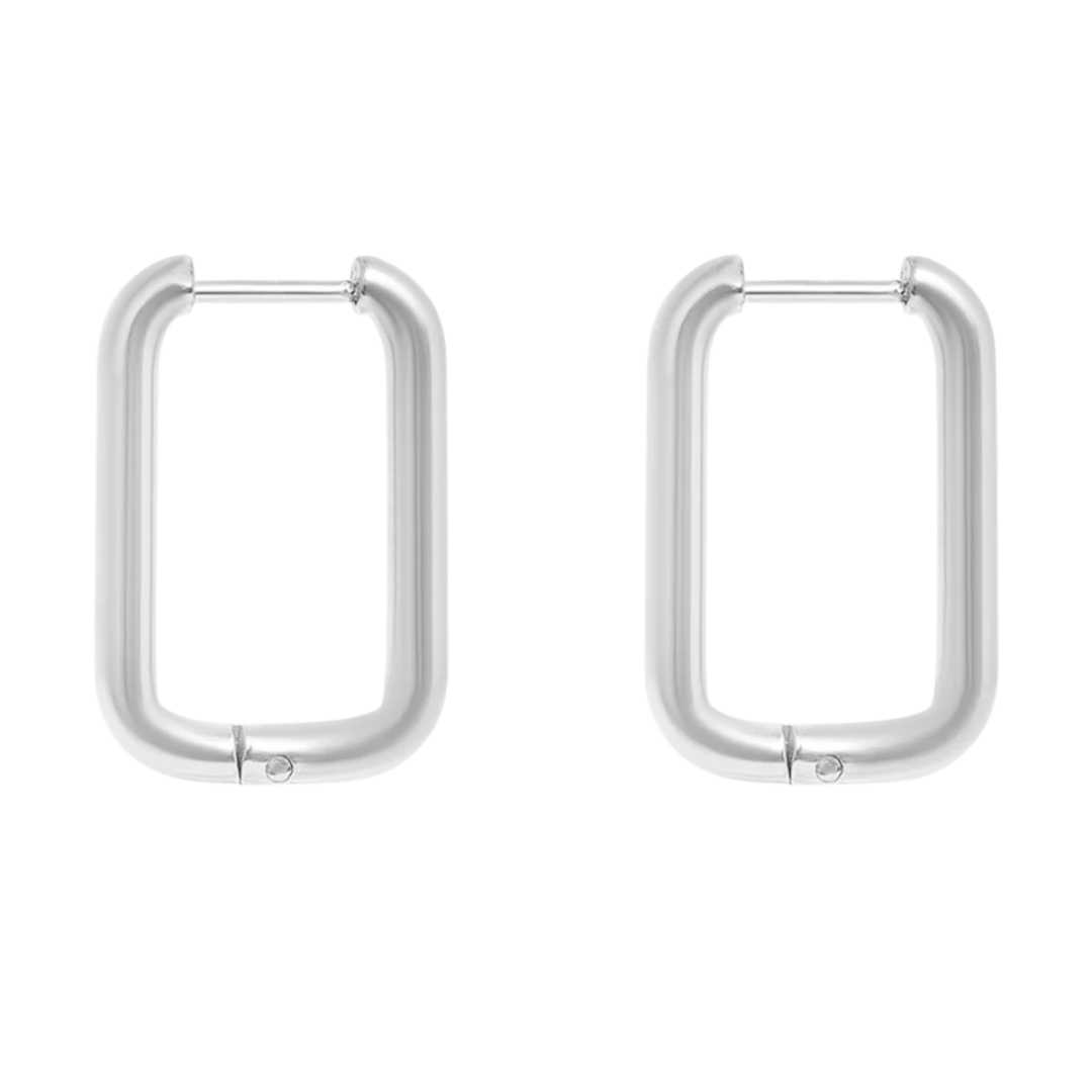 Rounded Rectangle Huggie Earrings
