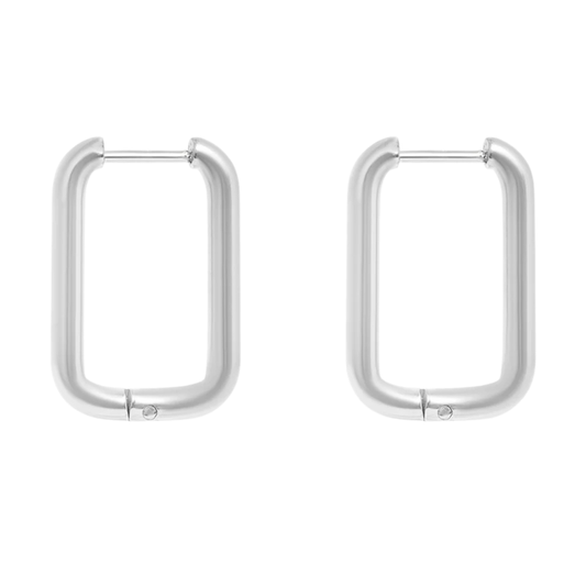 Rounded Rectangle Huggie Earrings