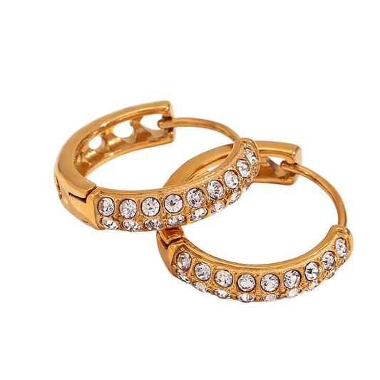 CZ Stud + Heart Huggie Earrings