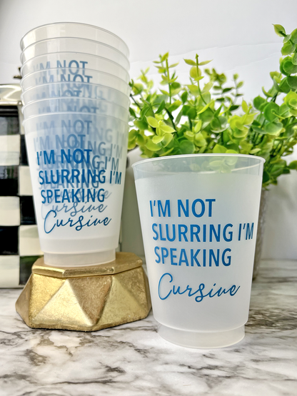 Funny stadium Cup, Frost Flex not slurring speaking cursive