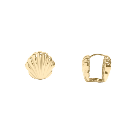 Clamshell Huggies Earrings