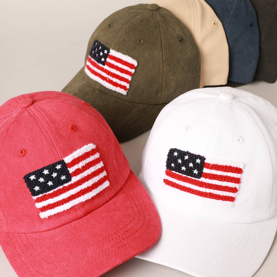 American Flag Chenille Patch Baseball Cap