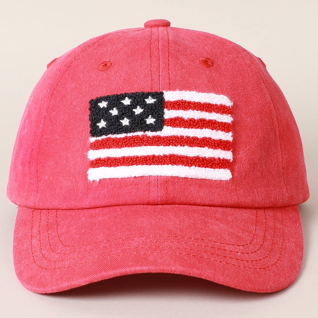 American Flag Chenille Patch Baseball Cap