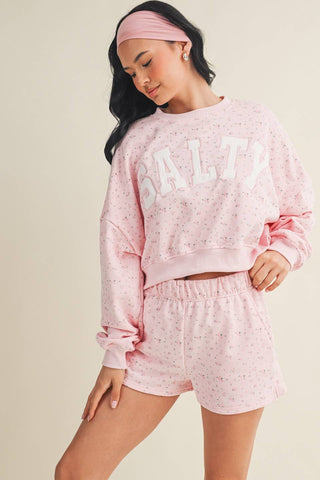 Salty Ditsy Print Crewneck Crop Sweatshirt