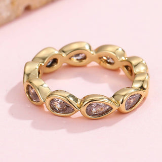 Gold Rhinestone Multi-Shape Eternity Stack Rings