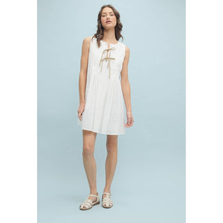 Pleated Bow Mini Dress
