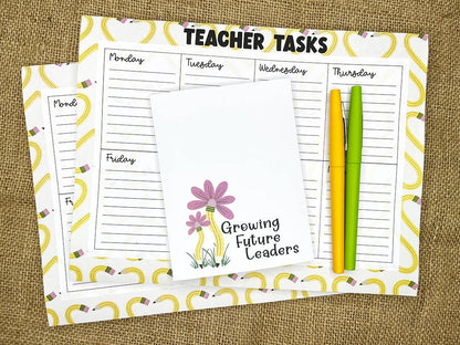 Teacher Gift Weekly Planner, stationery tear off notepad