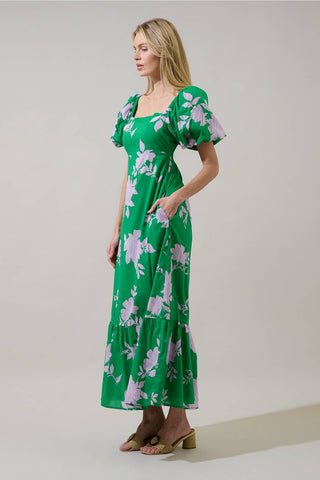 Zama Floral Puff Sleeve Maxi Dress