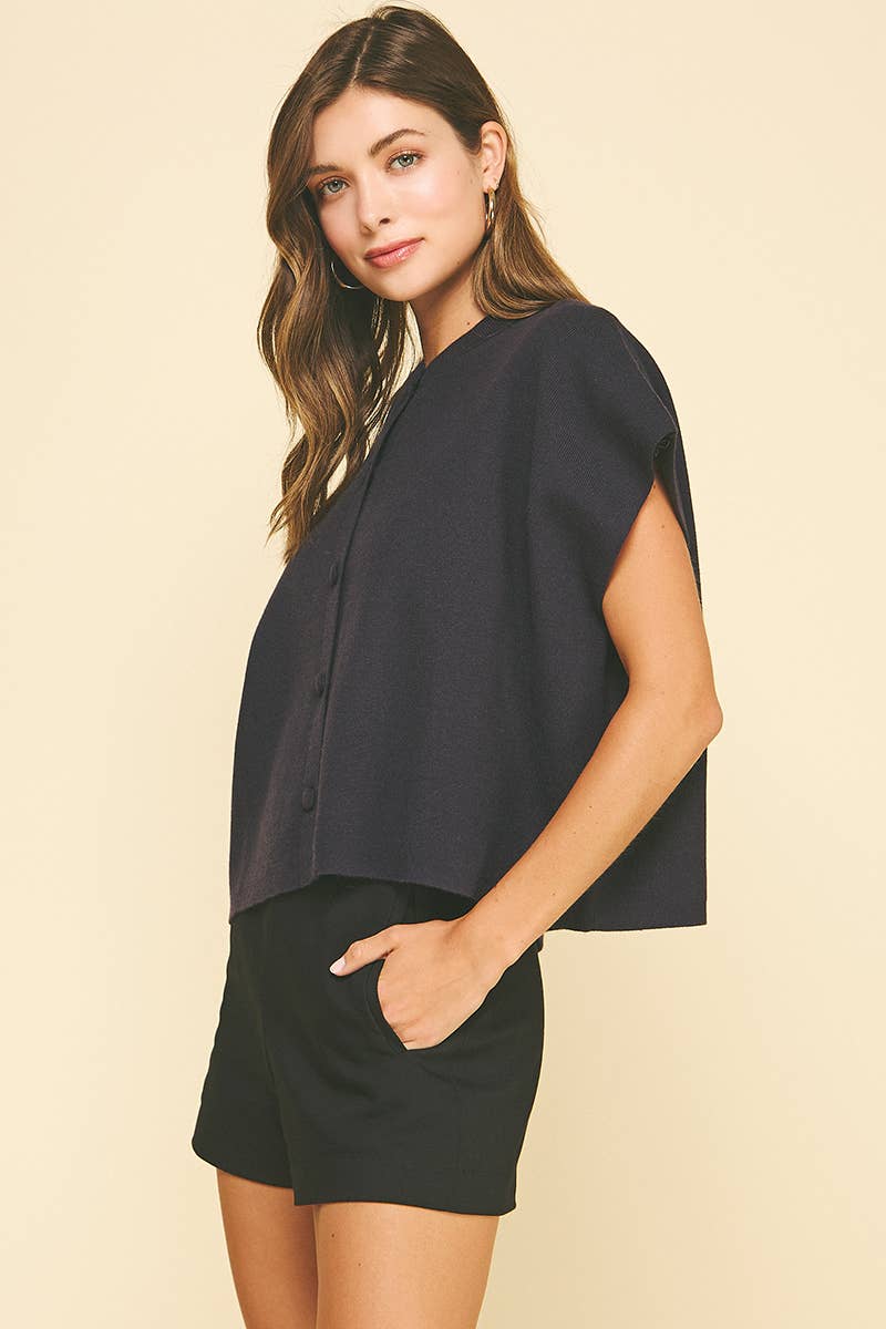 Laura Button Down Cap Sweater