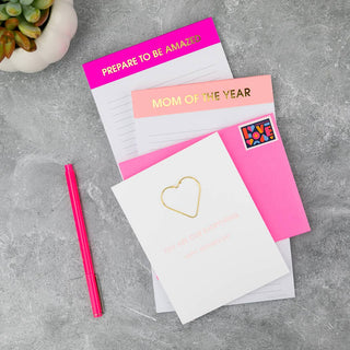 Mom of The Year - Lined Notepad - Perforated Sheets - Pink